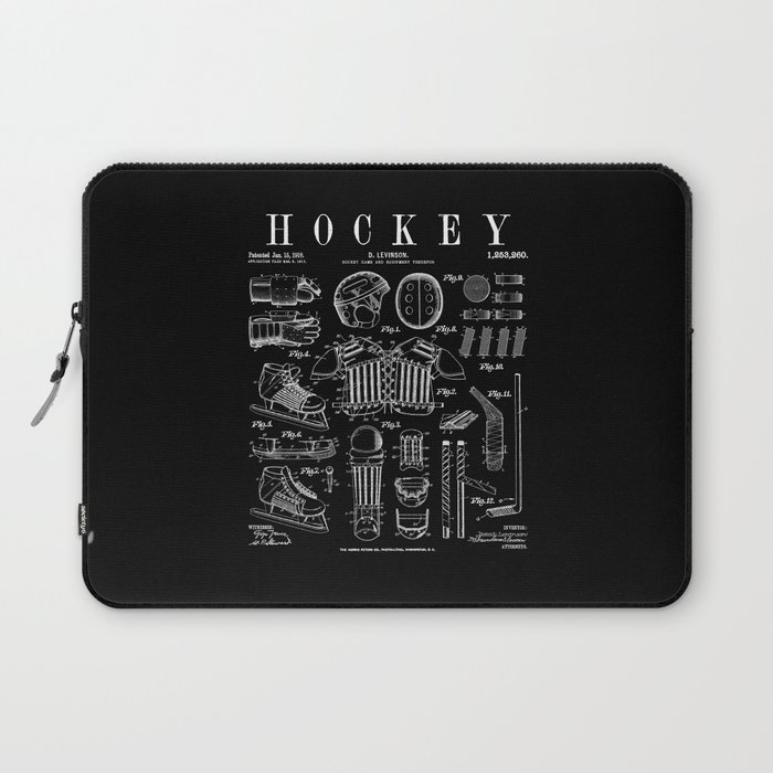 Ice Hockey Player Winter Sport Vintage Patent Print Laptop Sleeve