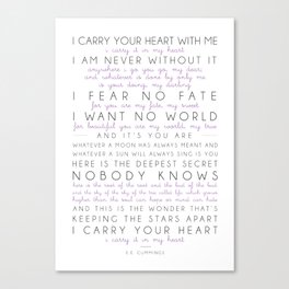 i carry your heart poem by e.e. cummings Canvas Print