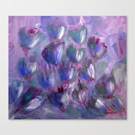 Purple, Red and Blue Abstract Flowers Canvas Print