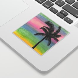 Retro Rainbow Sunset Palm Tree Sticker