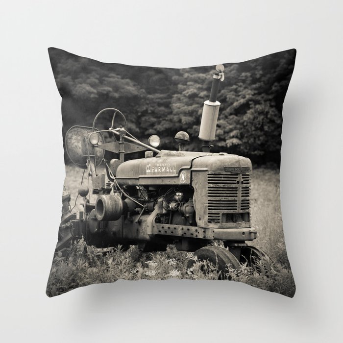 Old Vintage Farm Tractor Throw Pillow