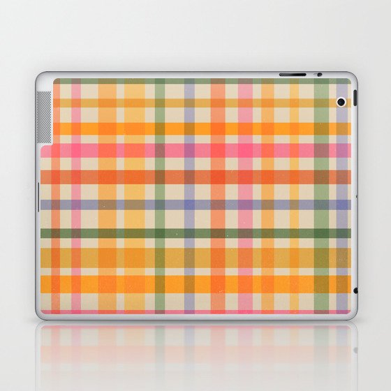 Rainbow Gingham Pattern Retro Cottagecore Cute Laptop & iPad Skin