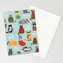 Naughty Christmas Cats with Words Stationery Card