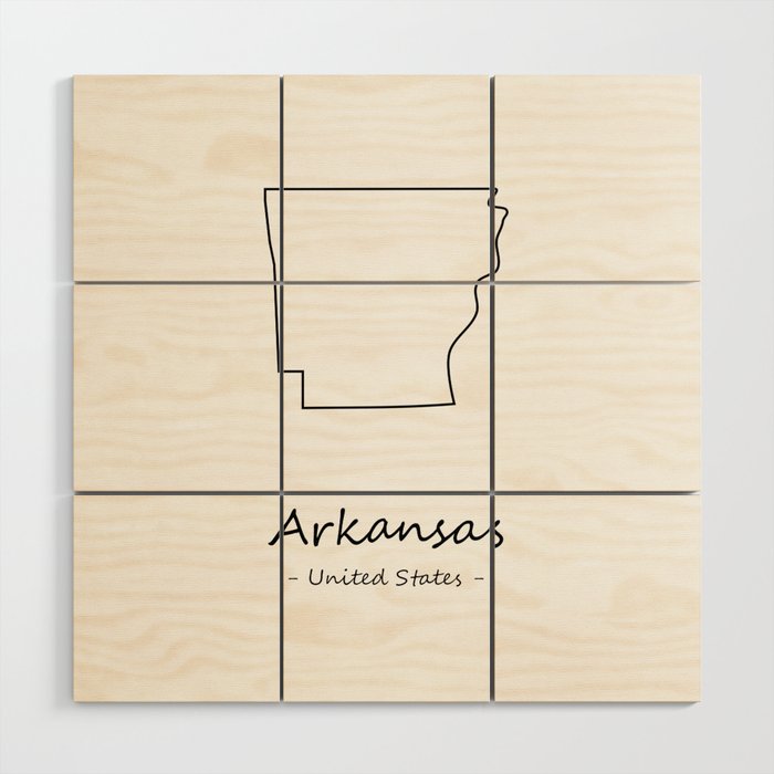 Arkansas State Minimal Map, Arkansas Map Outline Wood Wall Art
