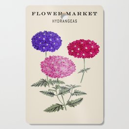 Vintage Flower Market Hydrangea,Watercolor Hand Drawn Floral,Retro,Botanical,Nature,Cottage core,Exhibition,Museum, Cutting Board