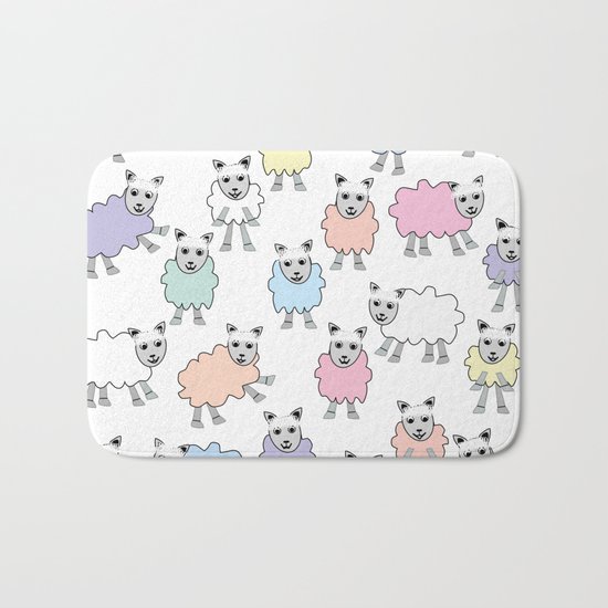 Colorful Counting Sheep Bedtime Pattern Bath Mat