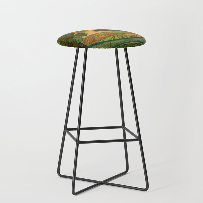 Alphonse Mucha Ivy  Bar Stool