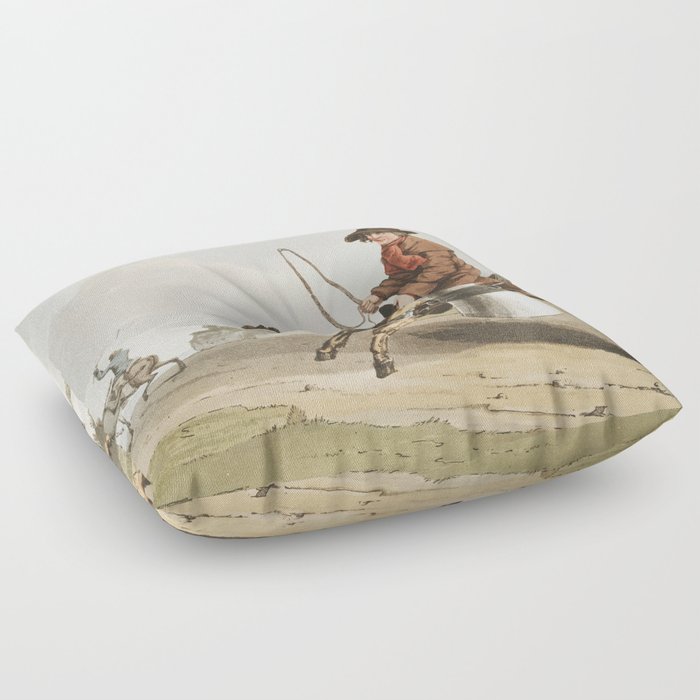 19th century in Yorkshire life man on a horse Floor Pillow