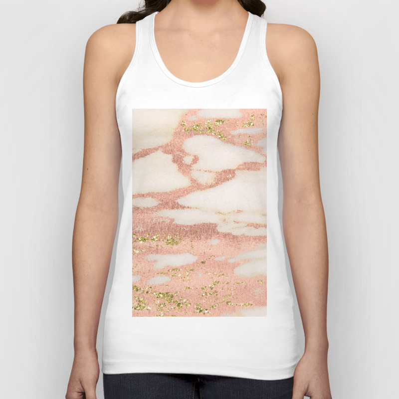 Marble Rose Gold Shimmer Marble With Yellow Gold Glitter Unisex Tank Top By Naturemagick Society6