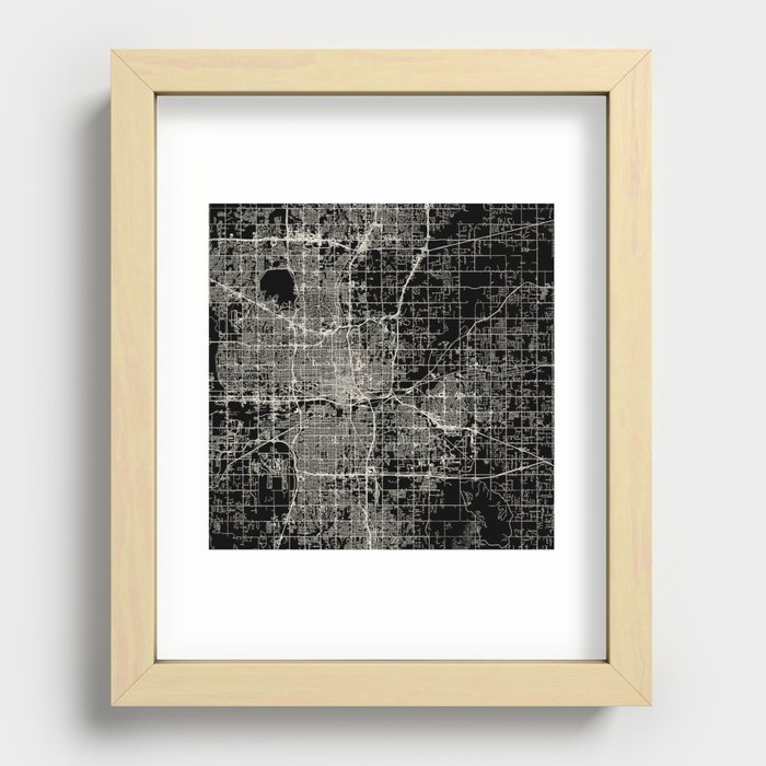 Oklahoma City Map Recessed Framed Print