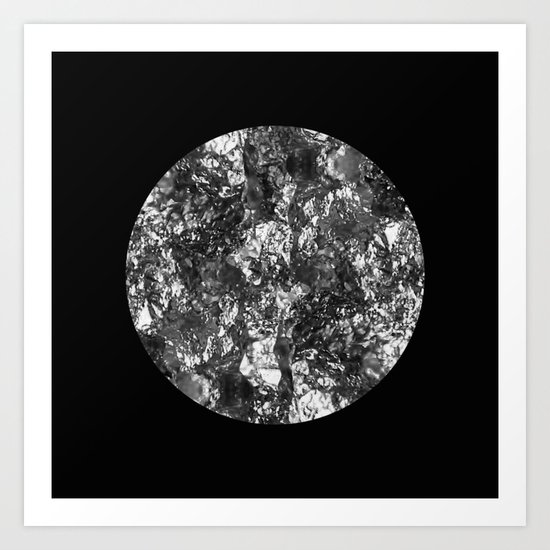 Silver Moon - Abstract, textured silver foil lunar design Art Print