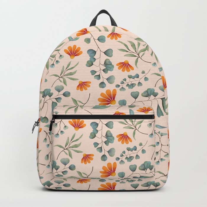 Eucalyptus and flower seamless pattern Backpack