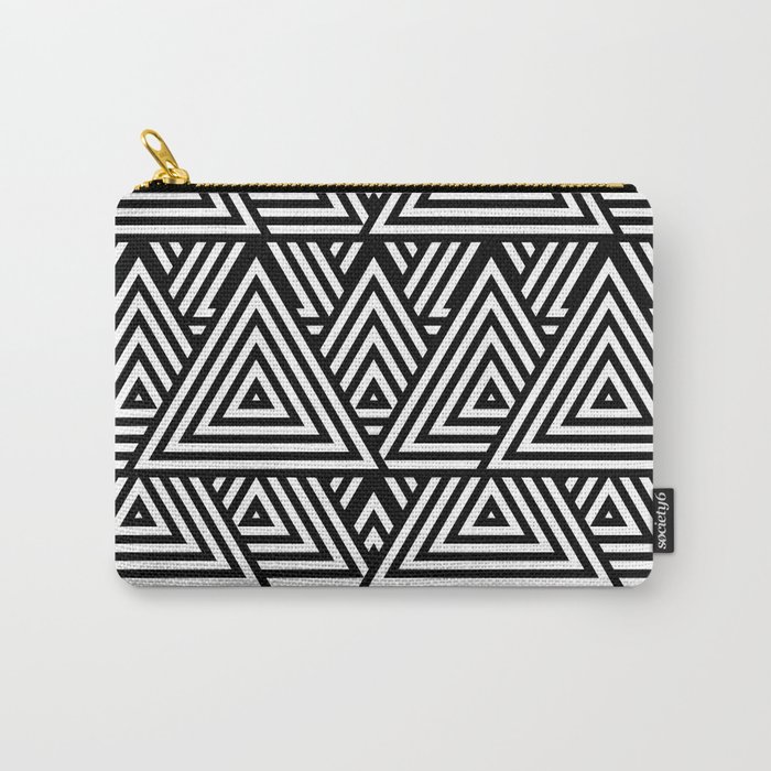 Triangle Pattern Black And White Carry-All Pouch