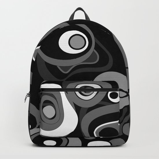 Abstract black and white polka dot pattern . Backpack