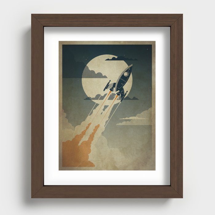 Night Launch Recessed Framed Print