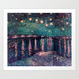 Van Gogh Starry Night over the Rhone deep pastel Art Print