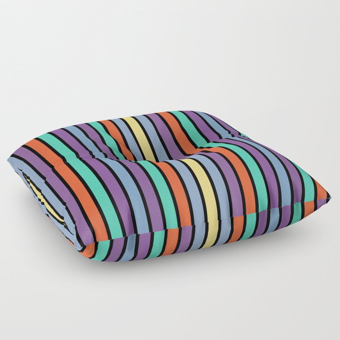90s Color Block Stripes Floor Pillow