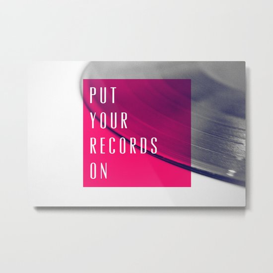 Records - Pink Metal Print