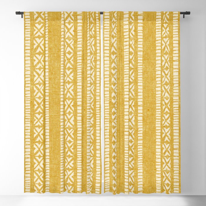 oceania vertical stripes - mustard yellow Blackout Curtain