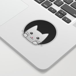 Peekaboo Cat - White Sticker
