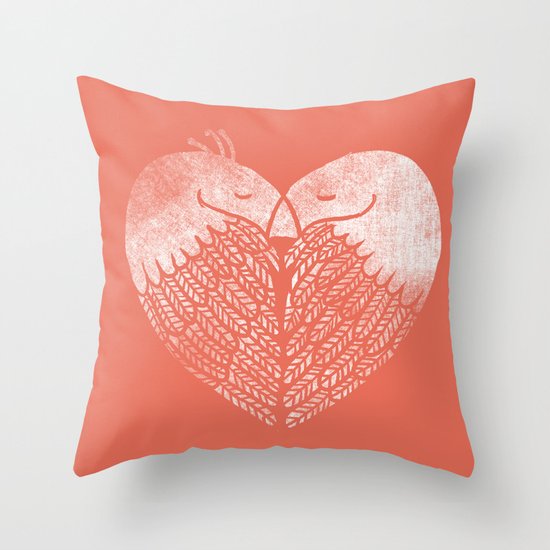 Love birds sitting on a tree Throw Pillow