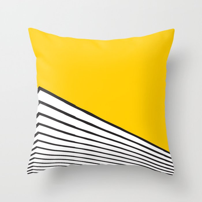 Minimal geometric yellow black modern Throw Pillow