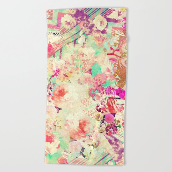 Flowers Mix Vintage Patchwork Beach Towel