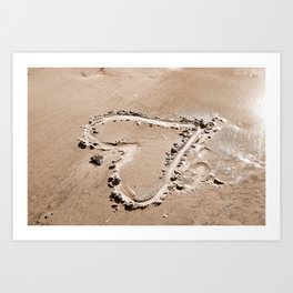 Heart in the sand Art Print