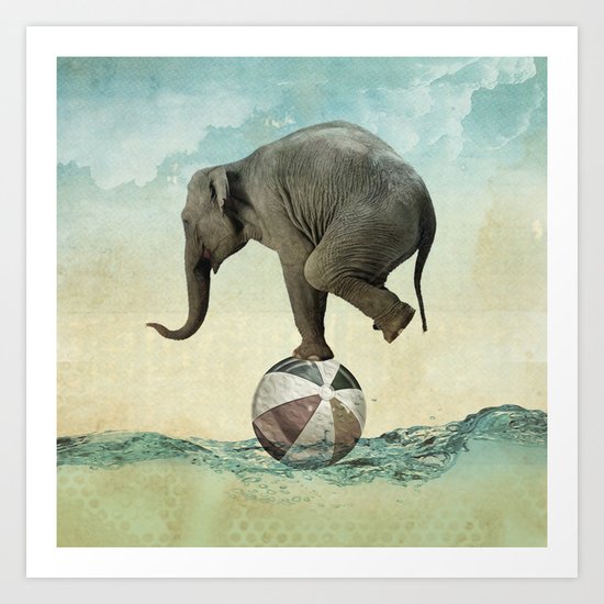 Elephant at Sea Art Print