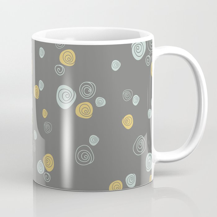 Green and yellow roses pattern on grey background Coffee Mug