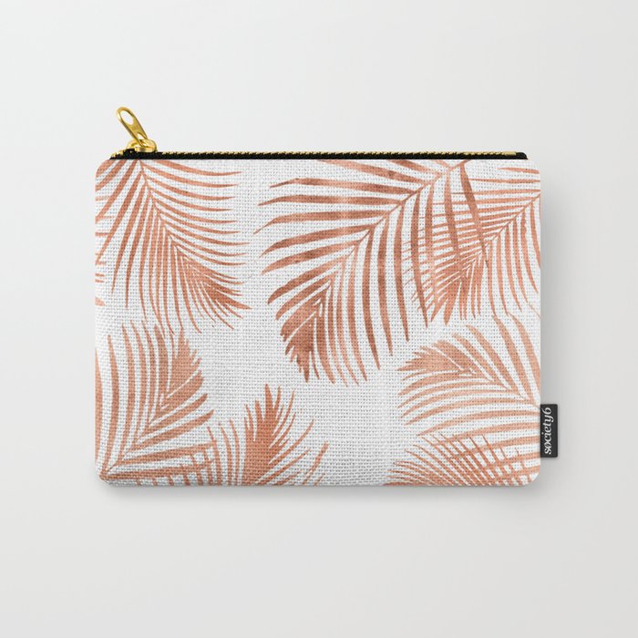 Rose Gold Palm Leaves Carry-All Pouch