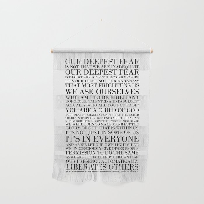 Our Deepest Fear by Marianne Williamson Wall Hanging