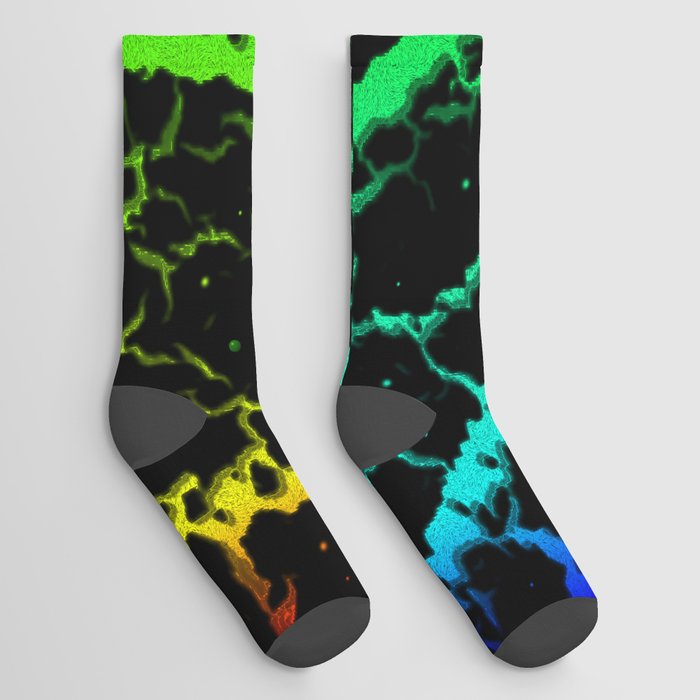 Cracked Space Lava - Rainbow BCGYR Socks