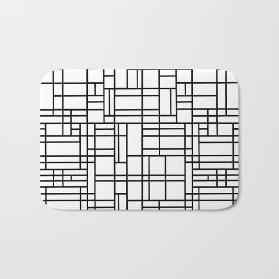Map Outline Black on White Bath Mat