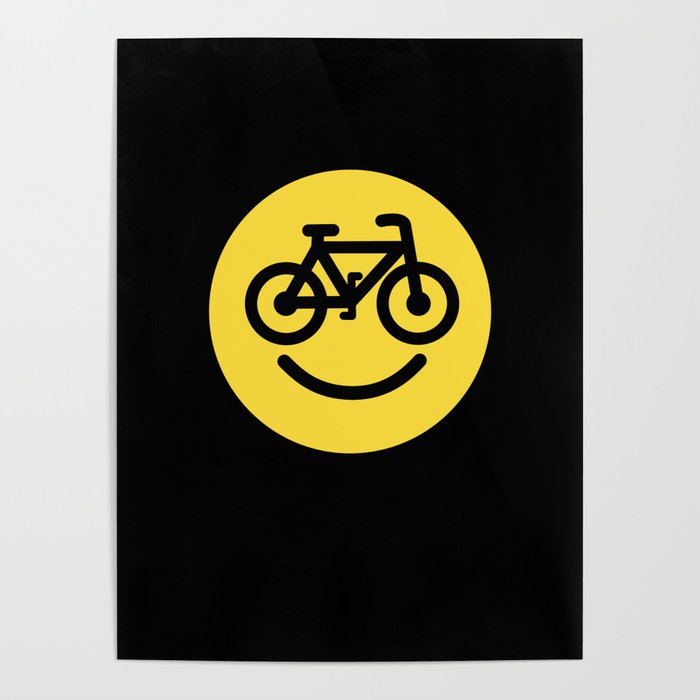 Yellow smile face bike face vintage design Poster