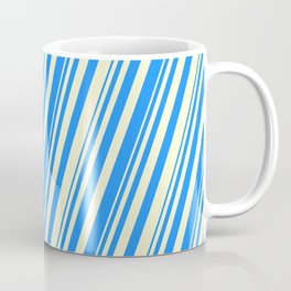 [ Thumbnail: Blue & Light Yellow Colored Stripes Pattern Coffee Mug ]
