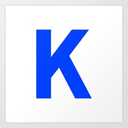 Letter K (Blue & White) Art Print