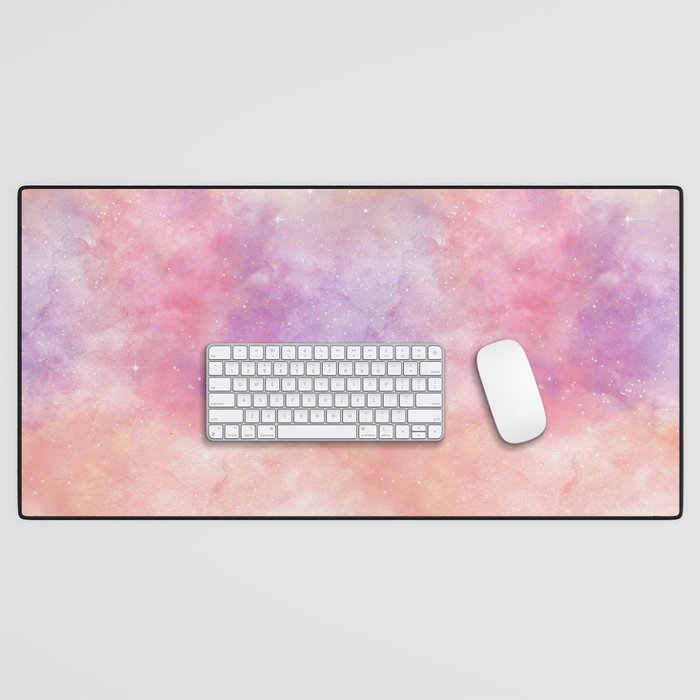 Pink Nebula Painting Desk Mat