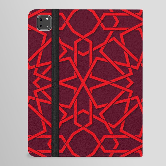 Red Color Arab Square Pattern iPad Folio Case
