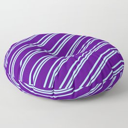 [ Thumbnail: Turquoise & Indigo Colored Striped Pattern Floor Pillow ]