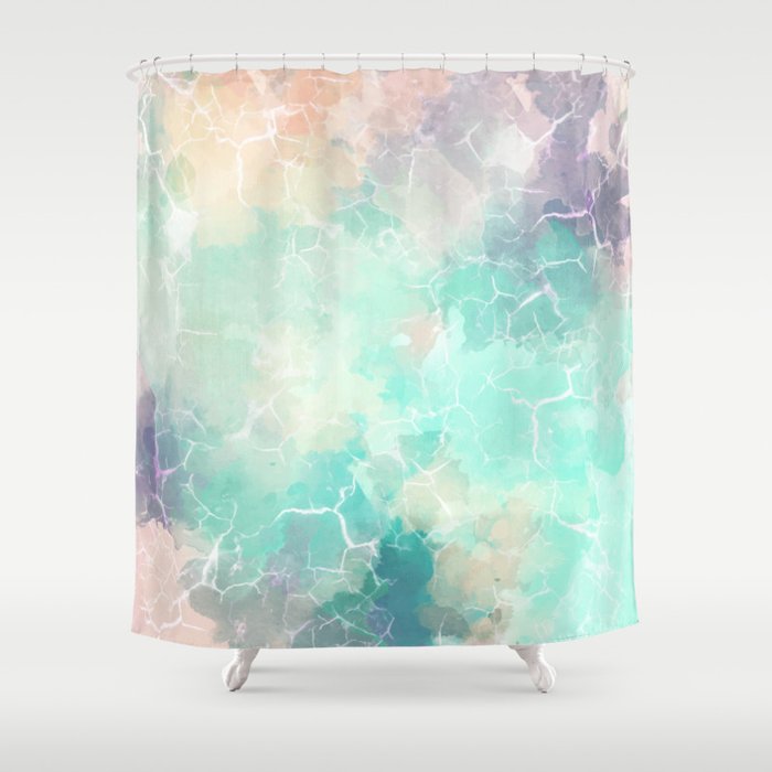 Marbled Watercolor On Canvas Shower Curtain