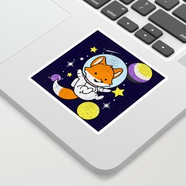Non-Binary Fox Astronaut Non-Binary Gift Sticker | Spacelover, Nonbinaryday, Nonbinary, Foxastronaut, Astronautfox, Nonbinaryart, Genderequality, Nonbinaryfox, Graphicdesign, Nonbinarypride 