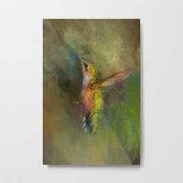 Little Sparkler Metal Print | Expressive, Abstracthummingbird, Jaijohnson, Energetic, Littlebird, Colorful, Wildlife, Birds, Painting, Bird 