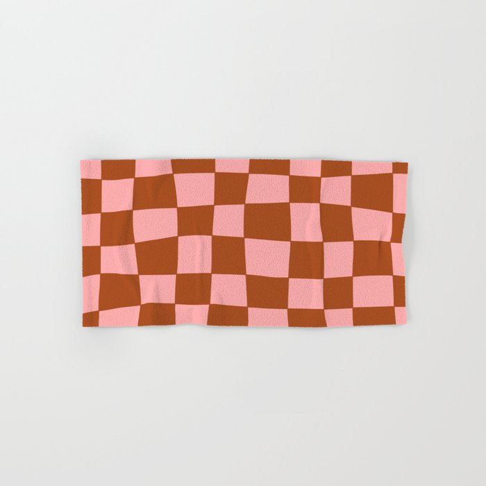 Hand Drawn Checkerboard Pattern (burnt orange/pink) Hand & Bath Towel