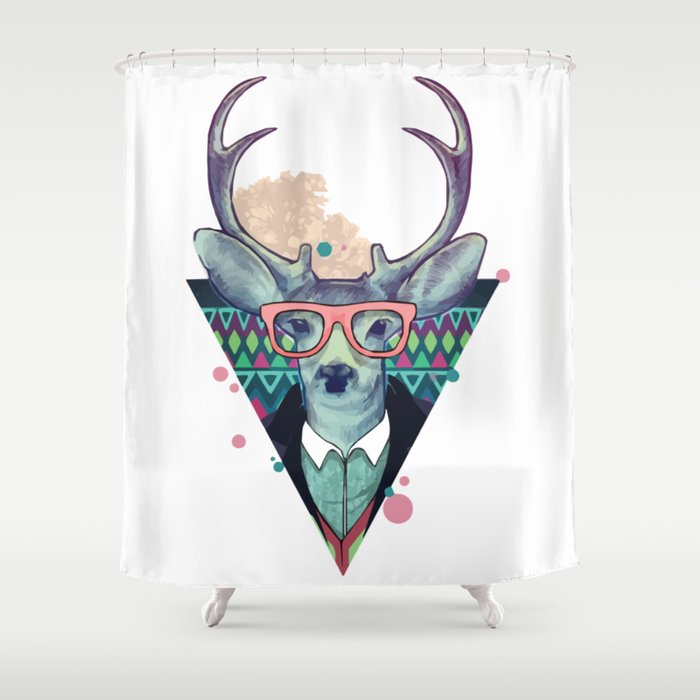 Hipster Deer Shower Curtain By Julian K, Hipster Shower Curtains