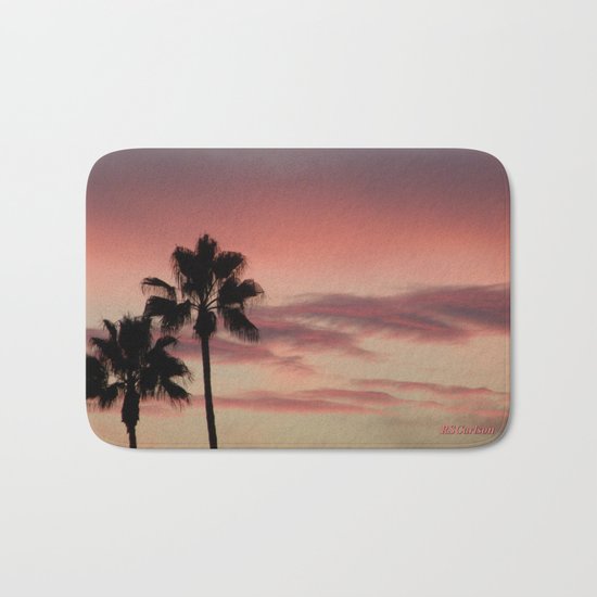 Atmospherics Number 3: Two Palms in the Sunset Bath Mat