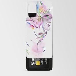 Watercolour Face of Flowers Line Drawing Android Card Case