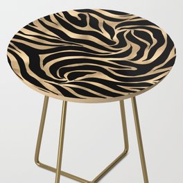 Elegant Metallic Gold Zebra Black Animal Print Side Table