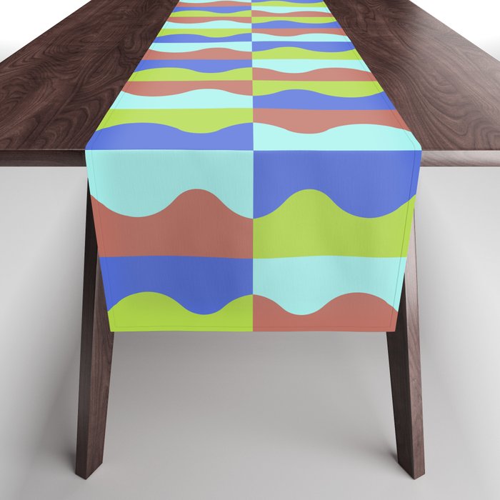 Funky Wavy Color Block Pattern 2.0 Table Runner