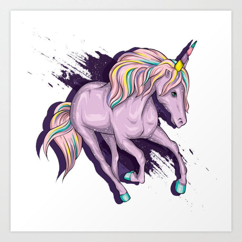 Realistic Rainbow Purple Unicorn Lgbt Pride Art Print By